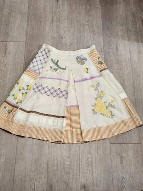Oilily Floral Embroidered Patchwork Midi Skirt 40